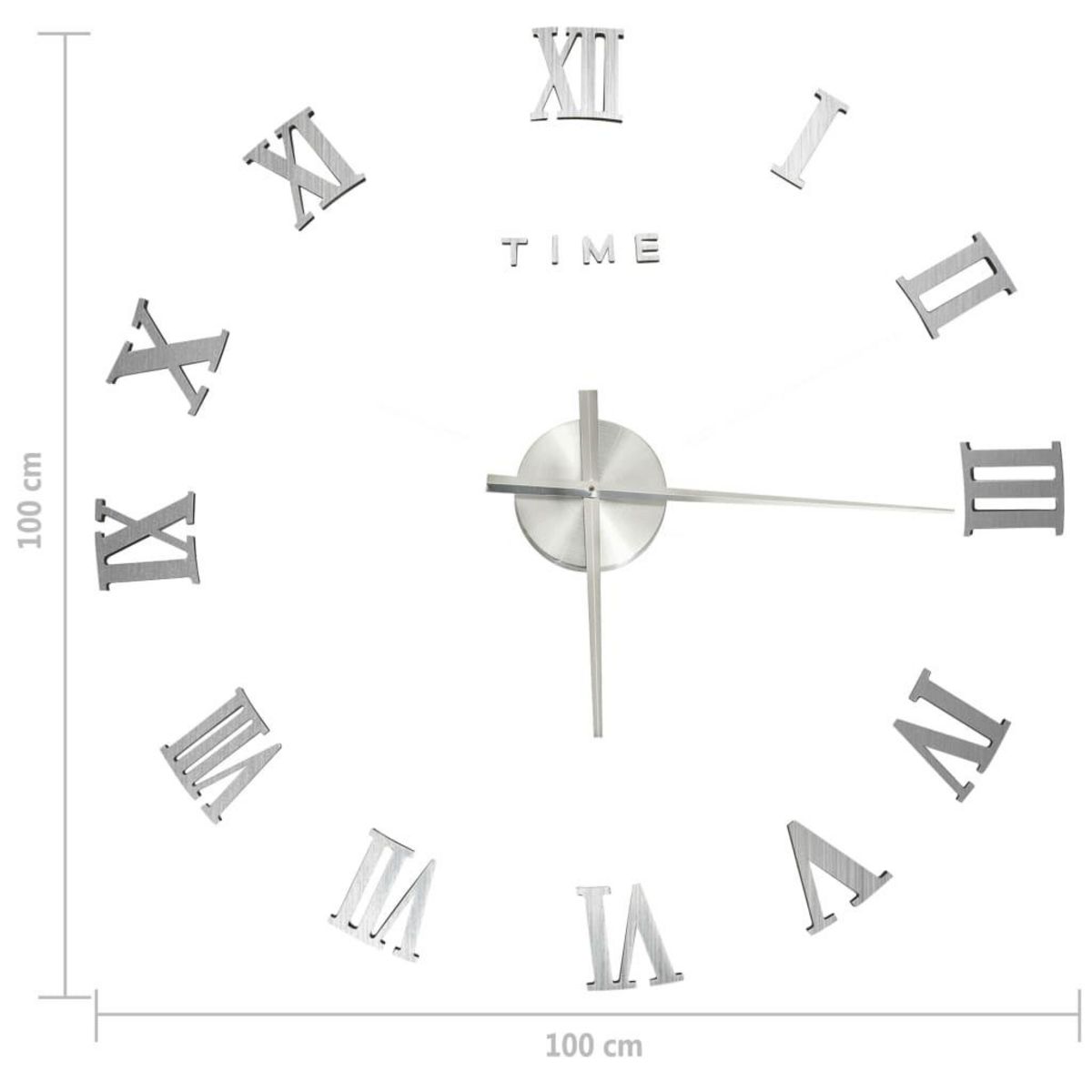 VIDAXL Horloge murale 3D Design moderne Argente 100 cm XXL