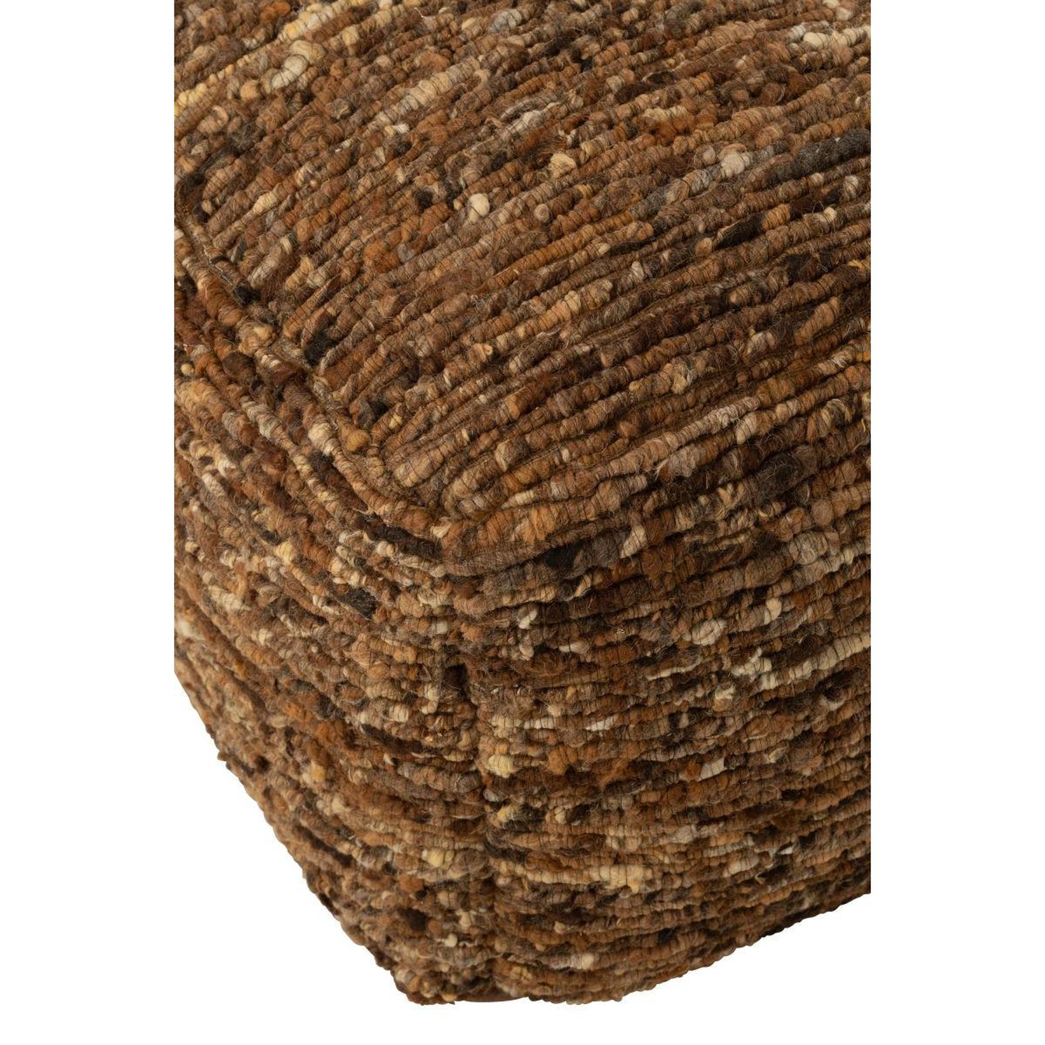 Voir la diapositive 2 : J-LINE Pouf Tissé en Laine  Wild  45cm Marron
