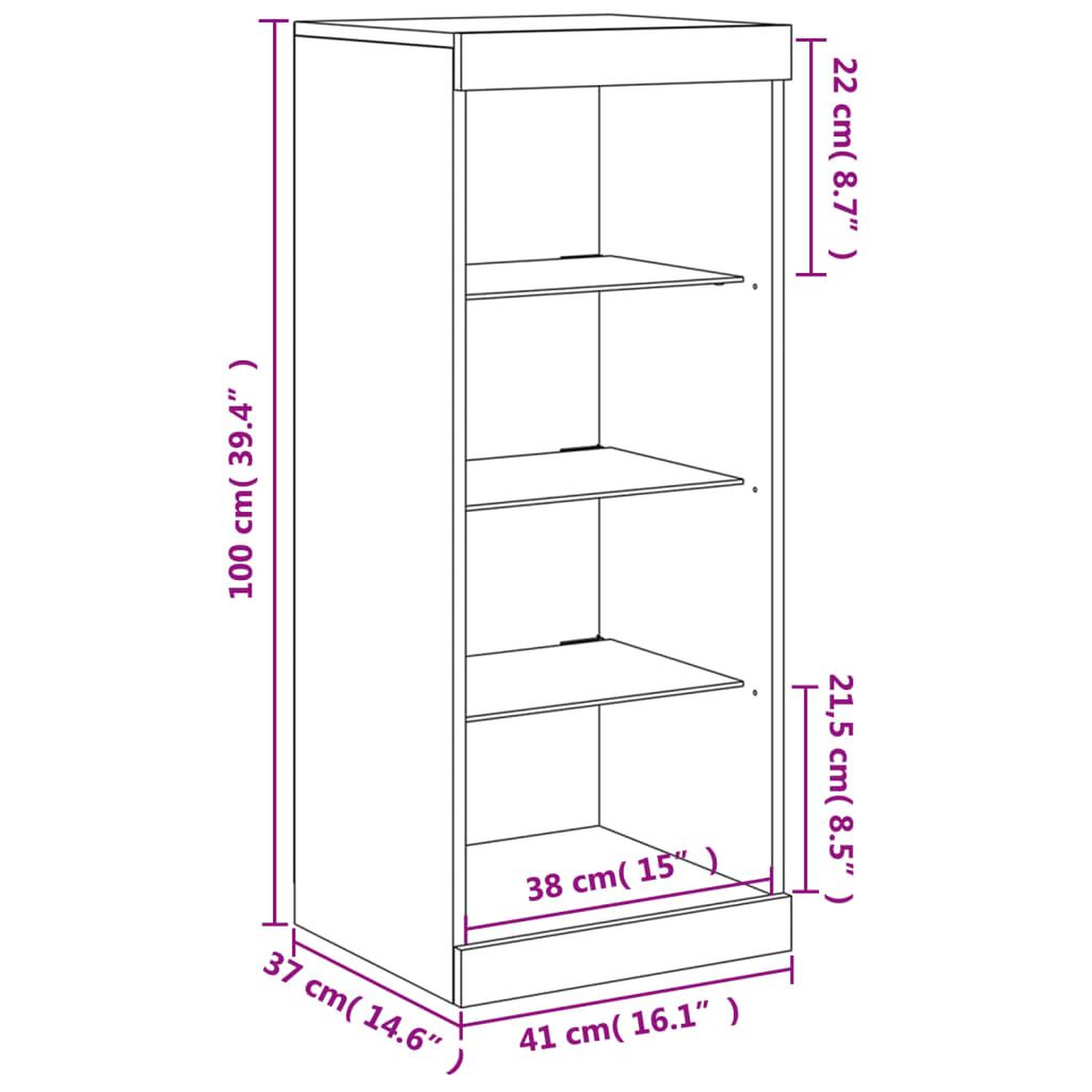 Voir la diapositive 6 : VIDAXL Buffet avec lumieres LED chene sonoma 41x37x100 cm