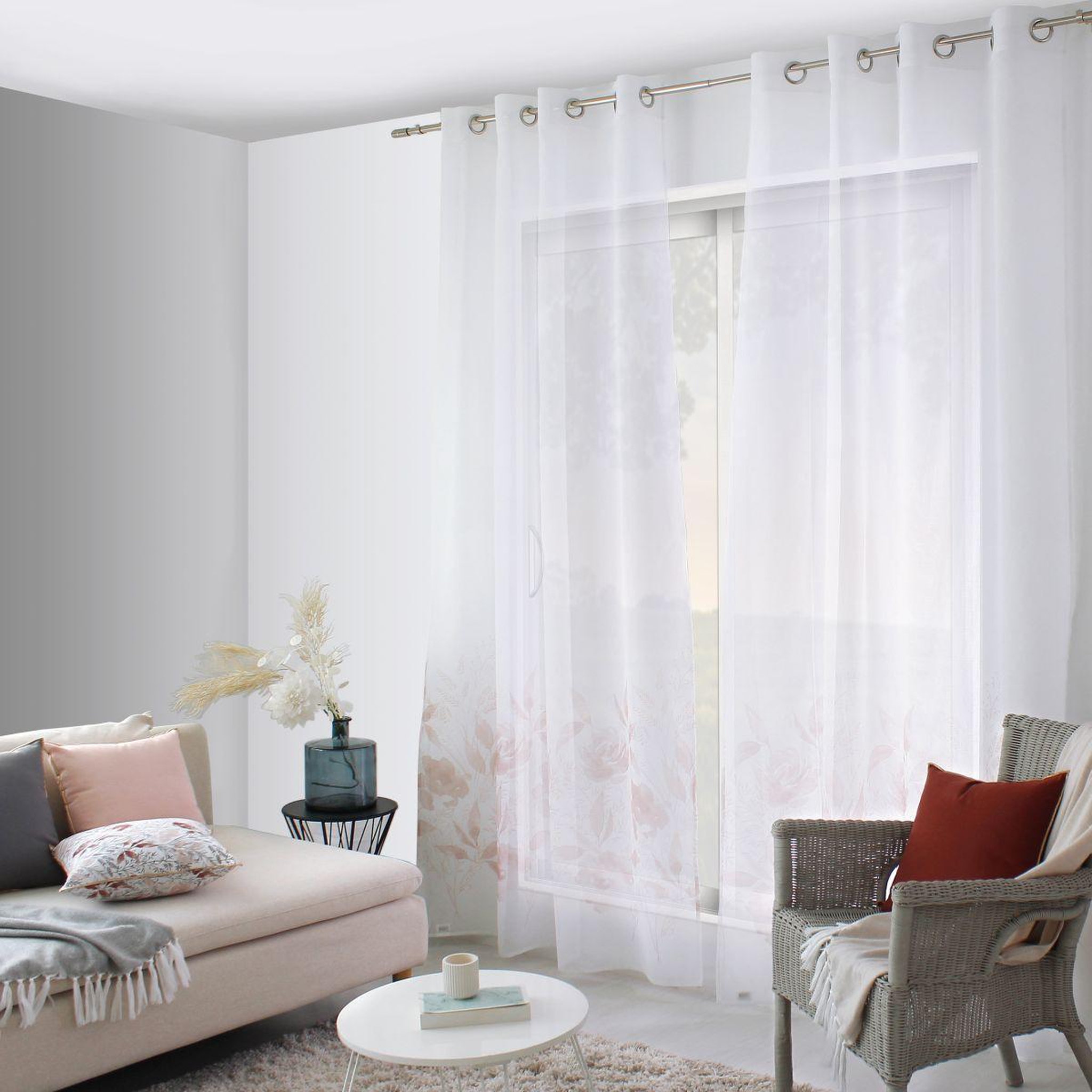 ENJOY HOME Rideau voilage à œillets  harmony  140x240cm beige & rose