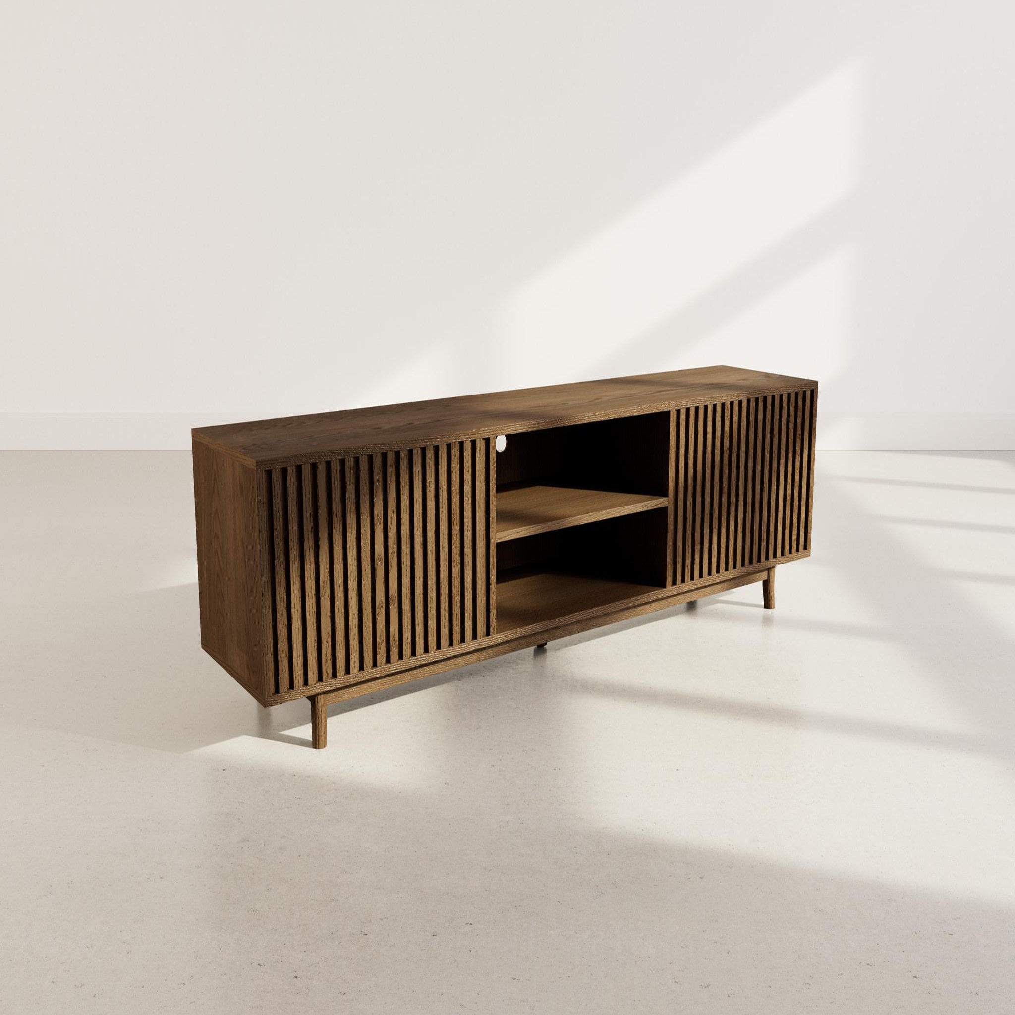 Voir la diapositive 3 : BEST MOBILIER Freya - meuble tv 180 cm - 2 portes et 2 niches