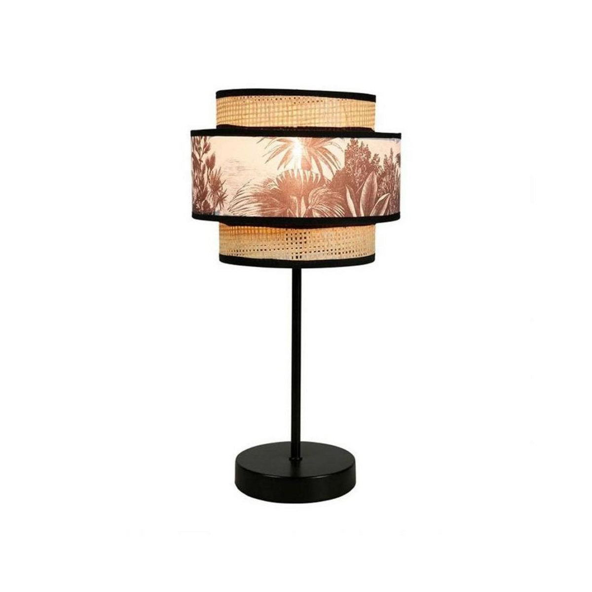 OSTARIA Lampe abat-jour papier rotin 3 niveaux ombrage