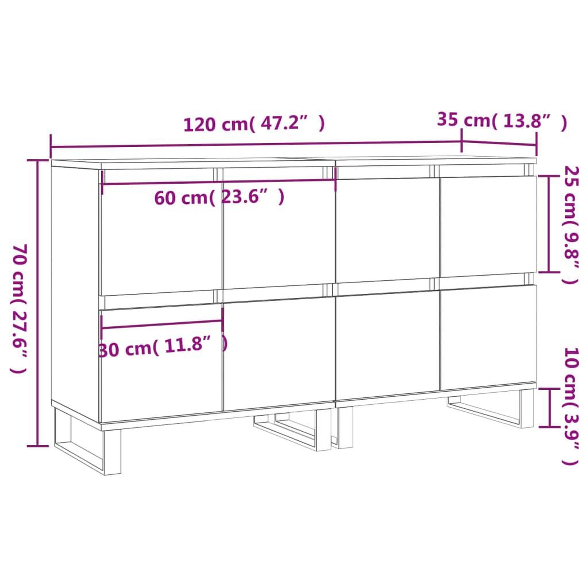 Voir la diapositive 6 : VIDAXL Buffets 2 pcs chene fume bois d'ingenierie