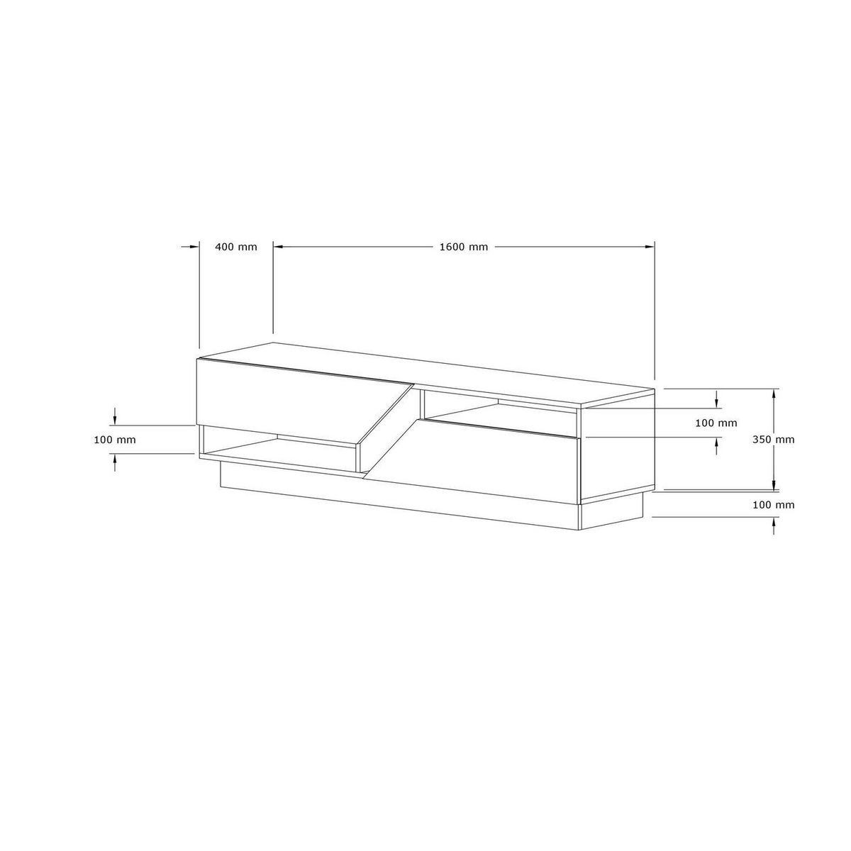 TOILINUX Meuble TV 2 portes basculantes effet bois ELIOTT - Marron et blanc