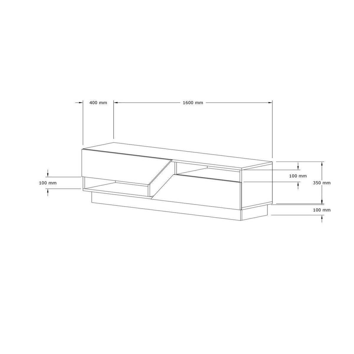 TOILINUX Meuble TV 2 portes basculantes effet bois ELIOTT - Marron et blanc
