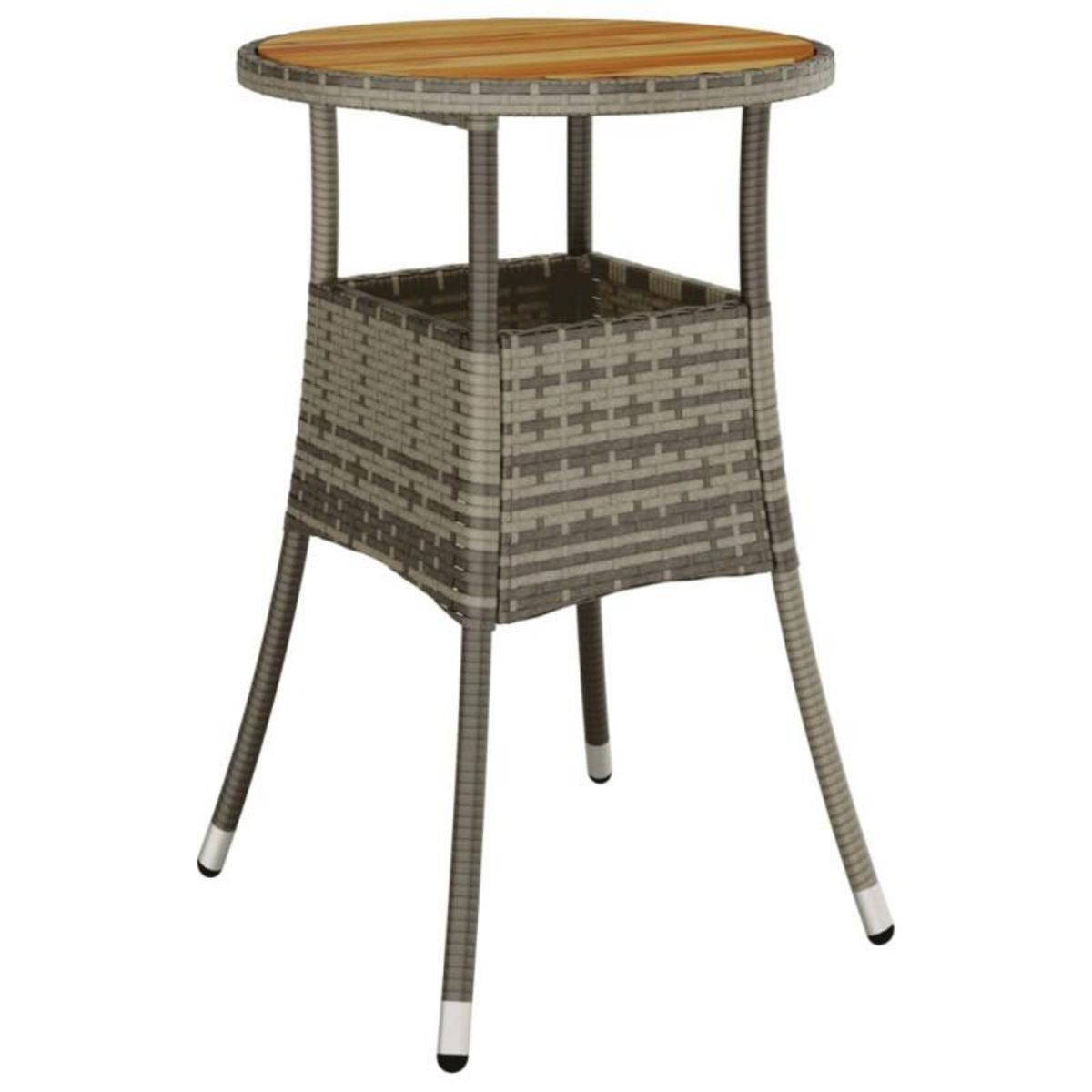 VIDAXL Table de jardin Ø60x75 cm Acacia et résine tressée Gris