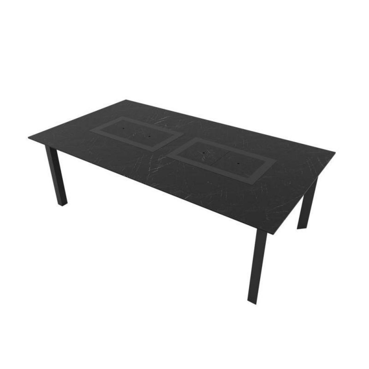 PLAY4FUN Table de jardin 8-10 personnes 220 X 120 X 75 cm - Noir effet marbré