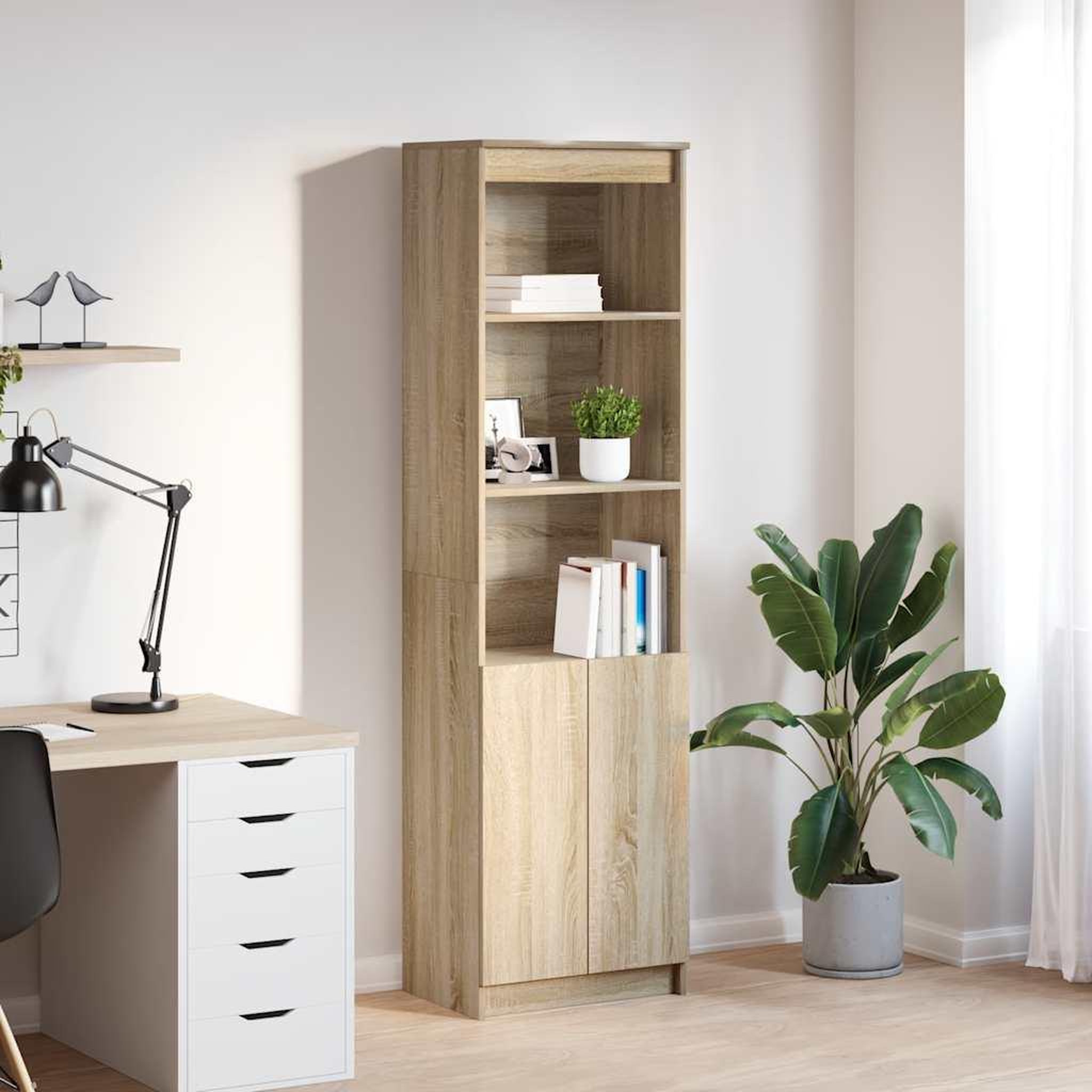VIDAXL Buffet haut chene sonoma 50x35x180 cm bois d'ingenierie