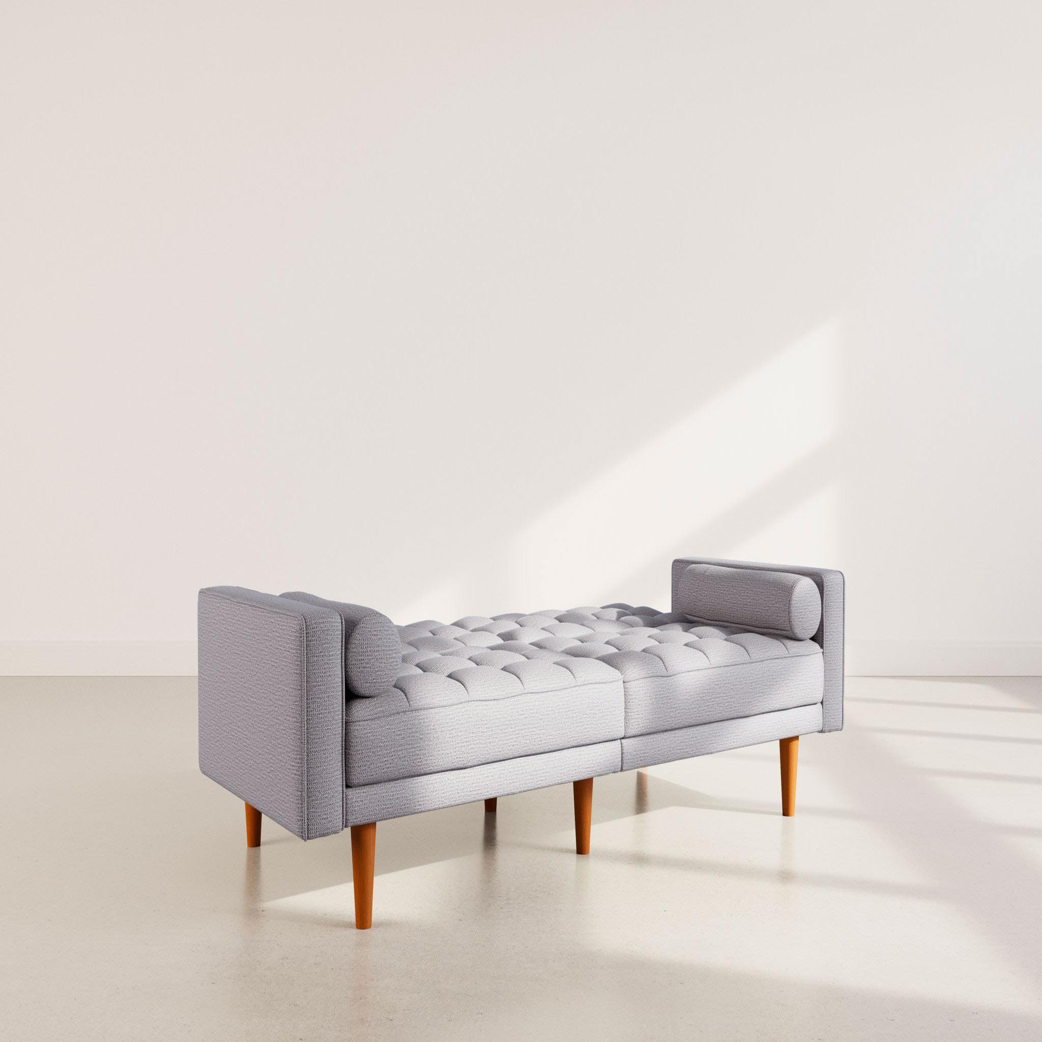 Voir la diapositive 5 : BEST MOBILIER Suzanne - banquette 2 places convertible clic-clac en tissu texturé