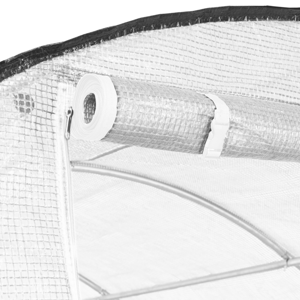 ID MARKET Serre tunnel de jardin 12M² blanche relevable avec moustiquaire