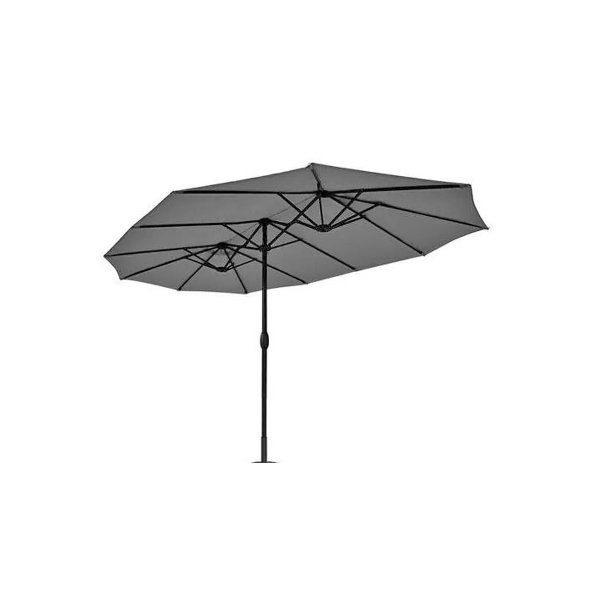 KZ GARDEN Parasol de jardin double Gris 4.50 x 2.65 x H 2.40 Toile polyester TWIN KZ GARDEN