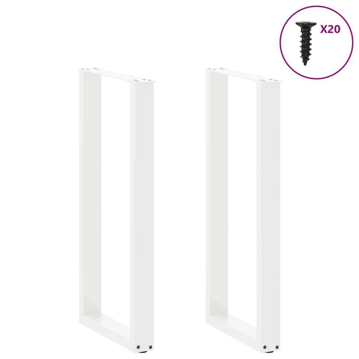 VIDAXL Pieds de table basse forme de U 2pcs blanc 40x(100-101)cm acier