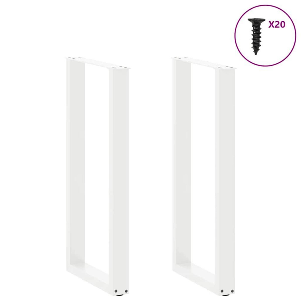 VIDAXL Pieds de table basse forme de U 2pcs blanc 40x(100-101)cm acier
