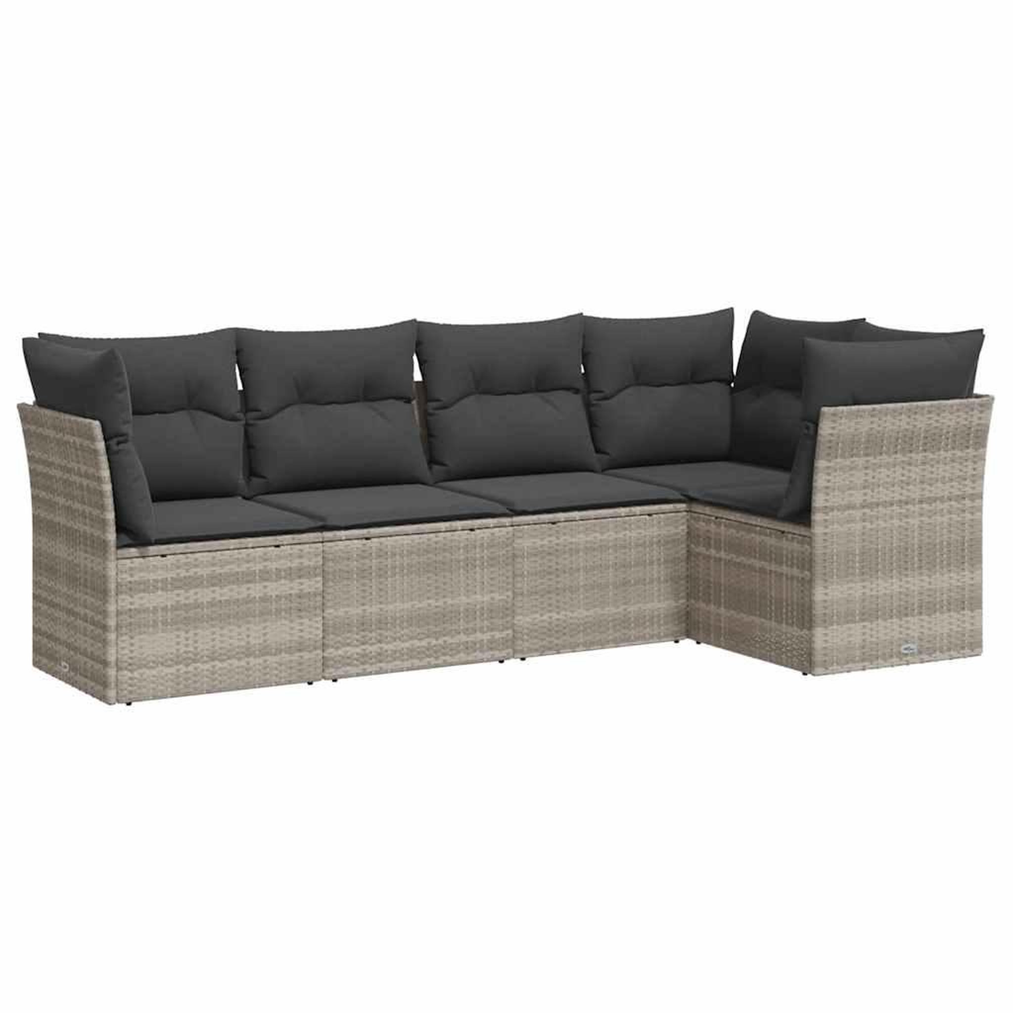 Voir la diapositive 2 : VIDAXL Salon de jardin 5 pcs avec coussins gris clair resine tressee