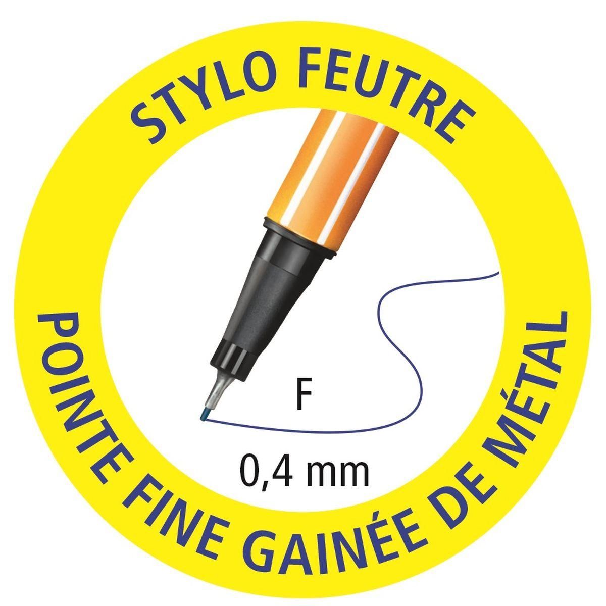 STABILO Lot de 3 stylos feutre pointe fine 0.4mm Point 88 noir