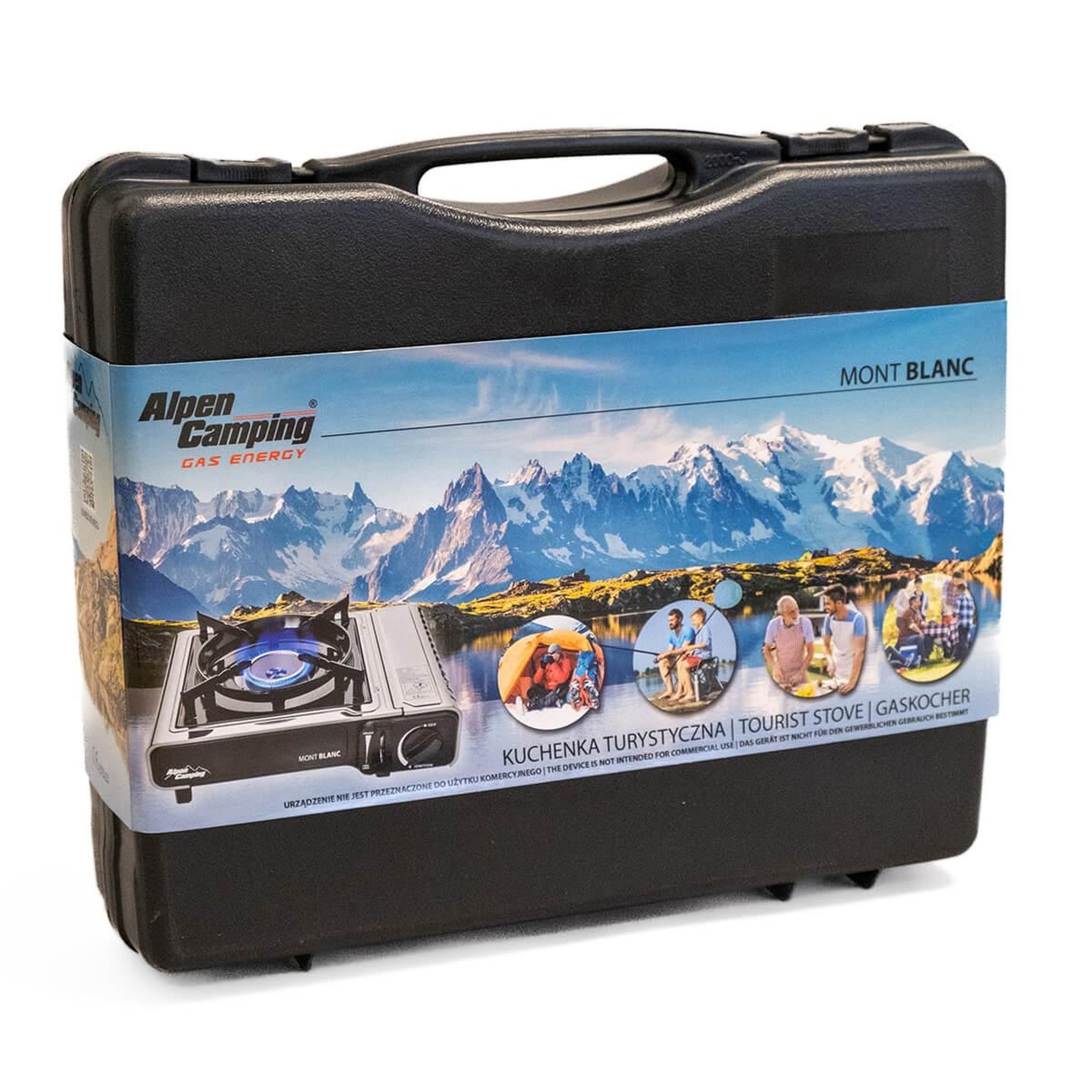 Voir la diapositive 6 : ALPENTECH Réchaud à gaz INOX 2200W MONT BLANC + 12 Cartouches de gaz Camping ALPEN