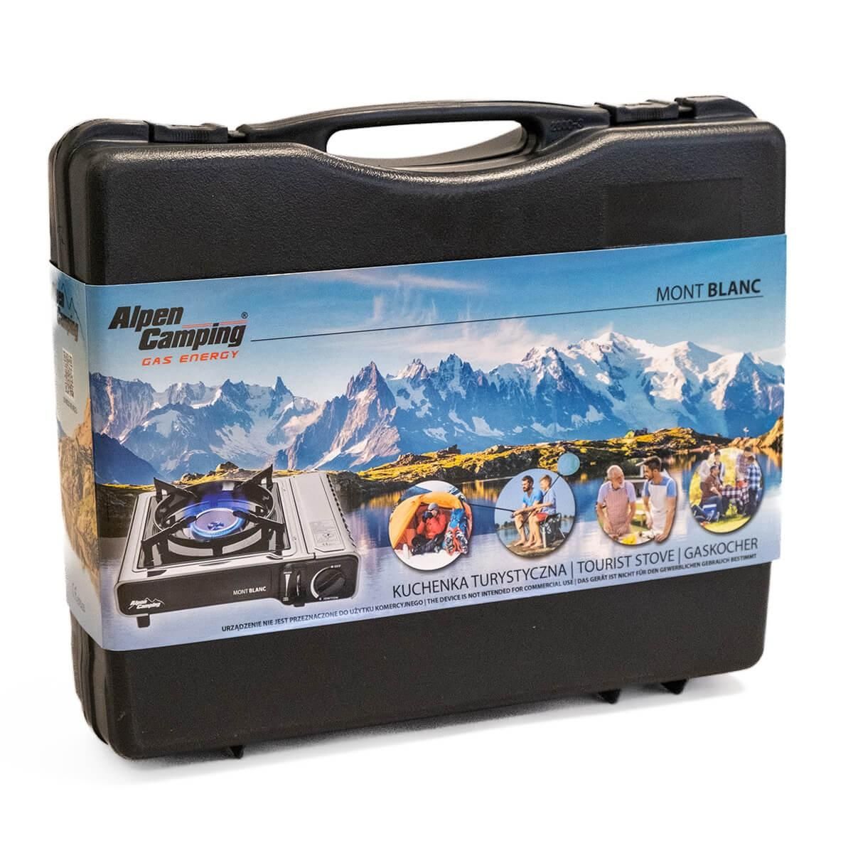 ALPENTECH Réchaud à gaz INOX 2200W MONT BLANC + 12 Cartouches de gaz Camping ALPEN