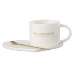 Paris Prix Ensemble Tasse, Sous-Tasse & Cuillère  Cœur II  42cl Blanc