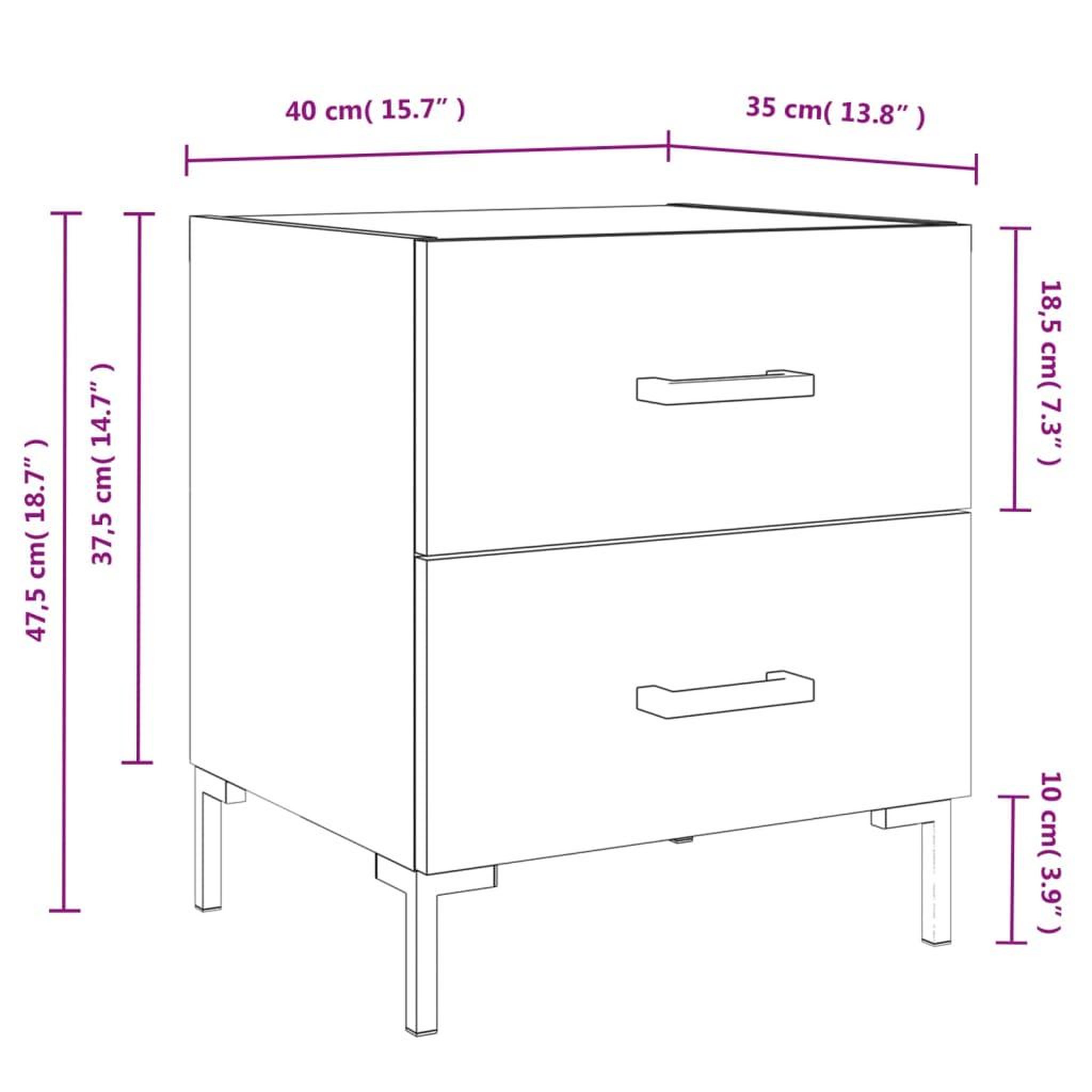Voir la diapositive 6 : VIDAXL Tables de chevet 2pcs chene fume 40x35x47,5cm bois d'ingenierie
