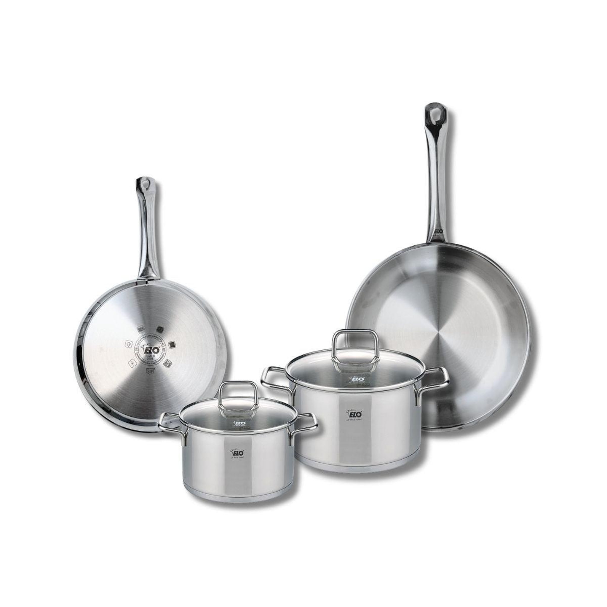 ELO Set de 2 poêles de cuisson 24 et 28 cm et 2 faitouts 16 et 20 cm elo profi citrin