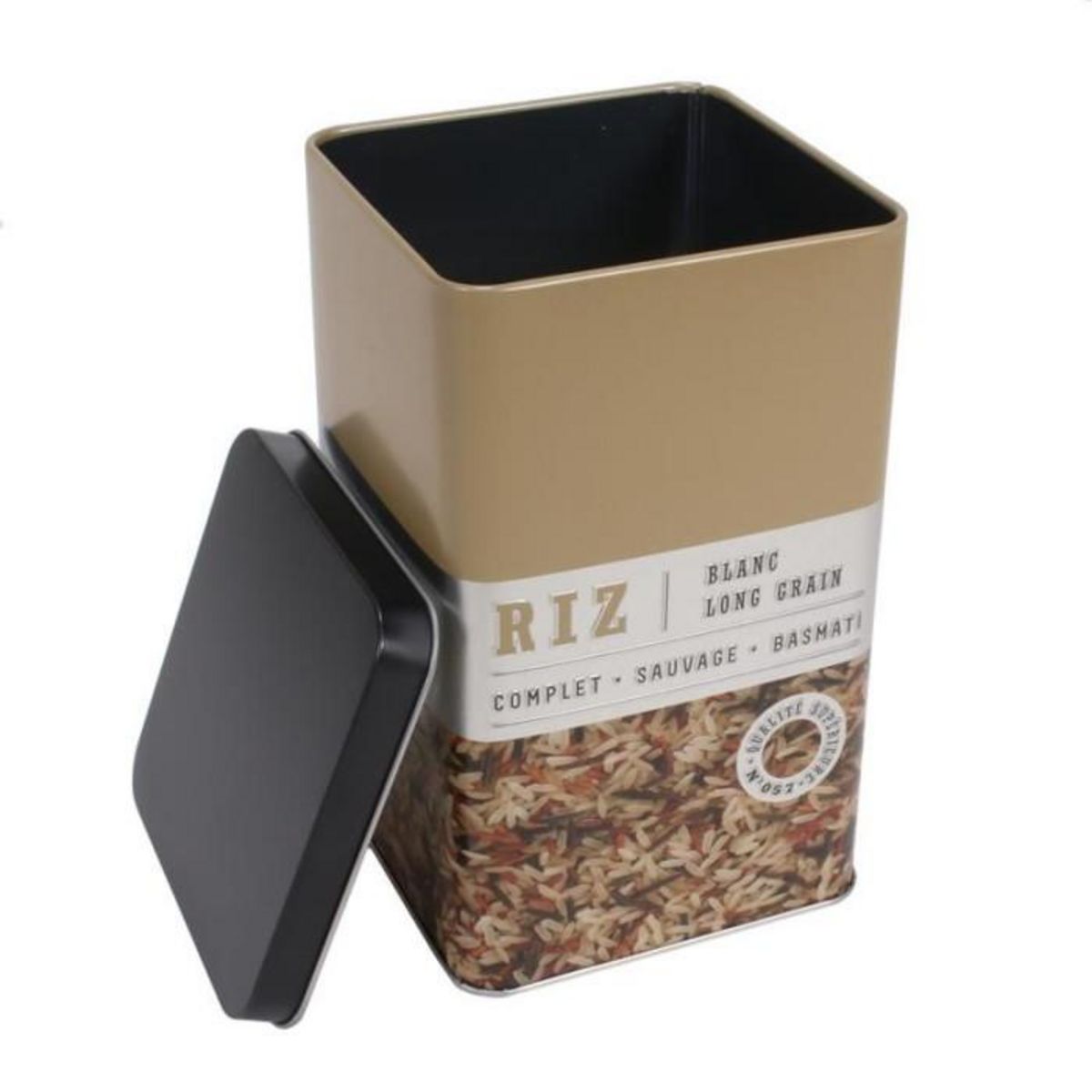 Paris Prix Boîte à Riz en Métal  Relief Vintage  18cm Beige