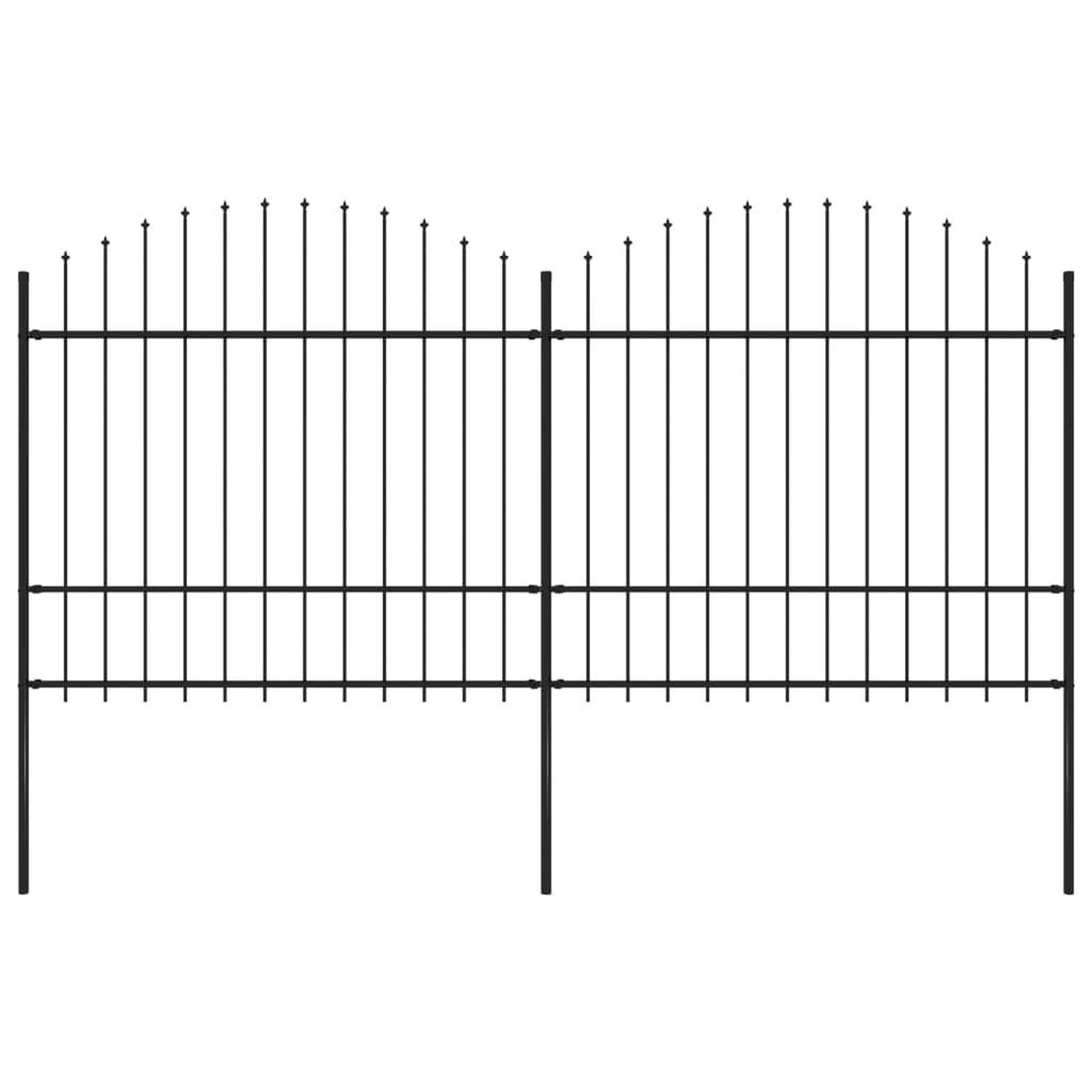 VIDAXL Cloture de jardin a dessus en lance Acier (1,5-1,75)x3,4 m Noir