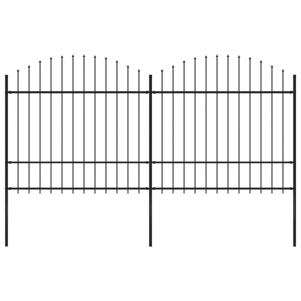 VIDAXL Cloture de jardin a dessus en lance Acier (1,5-1,75)x3,4 m Noir