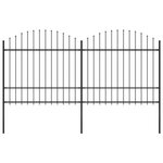 VIDAXL Cloture de jardin a dessus en lance Acier (1,5-1,75)x3,4 m Noir