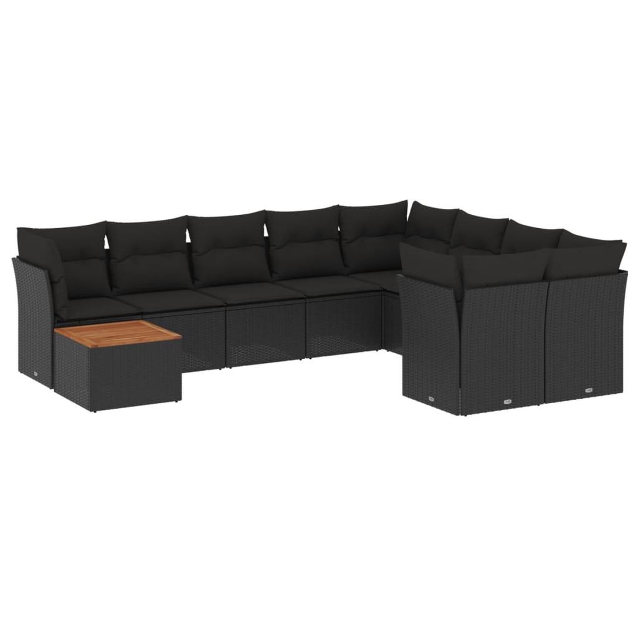 Voir la diapositive 2 : VIDAXL Salon de jardin 10 pcs avec coussins noir resine tressee