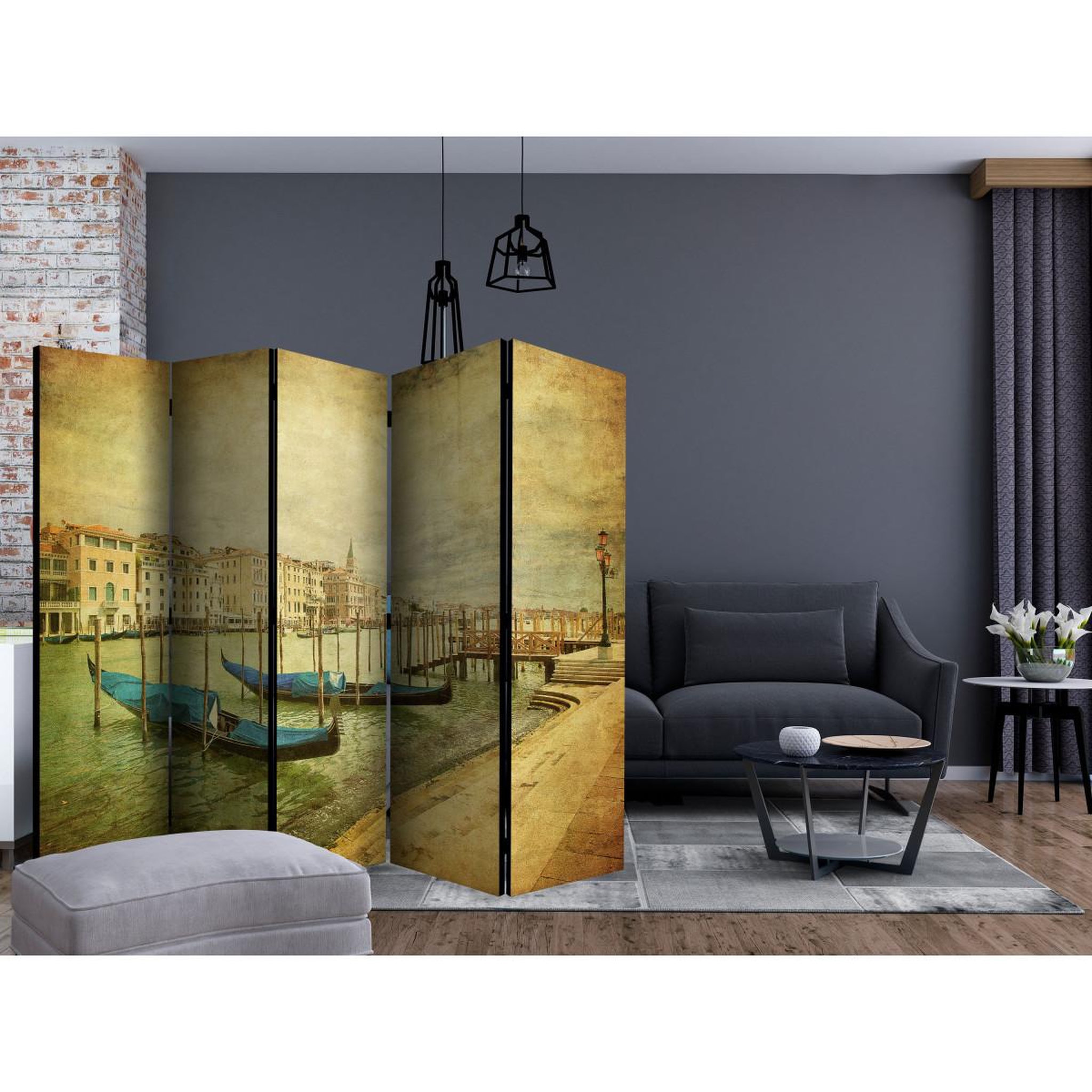 Voir la diapositive 2 : Paris Prix Paravent 5 volets  grand canal, venice vintage  172x225cm