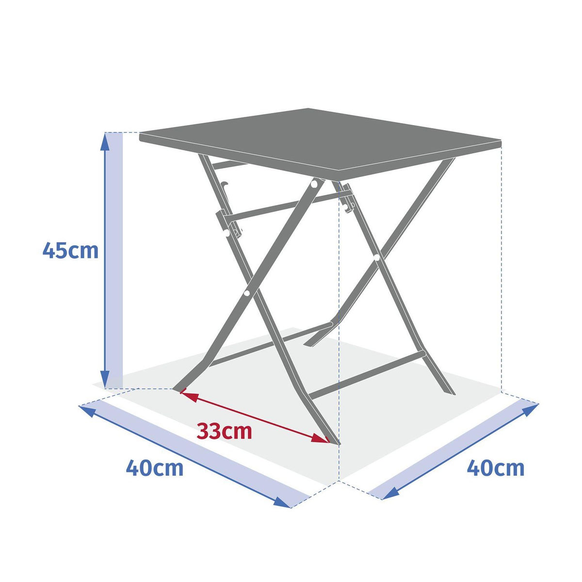 HESPERIDE Table basse pliante carrée 2 places GREENSBORO