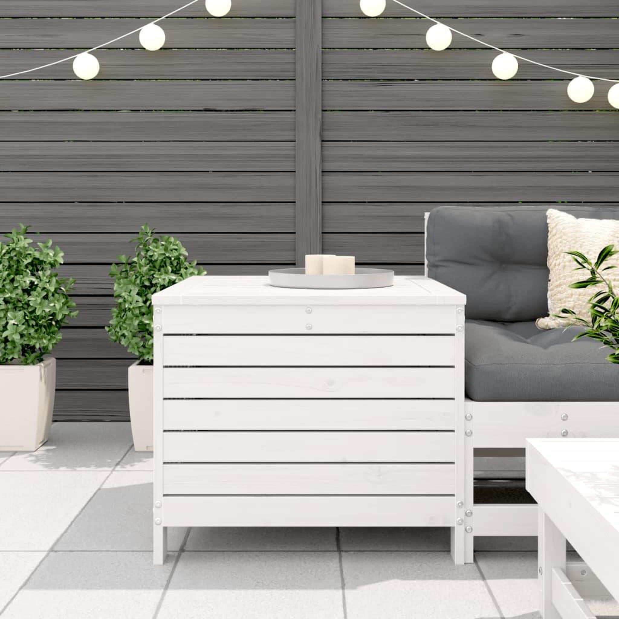 Voir la diapositive 3 : VIDAXL Repose-pied de jardin blanc 62x63,5x53,5 cm bois de pin massif