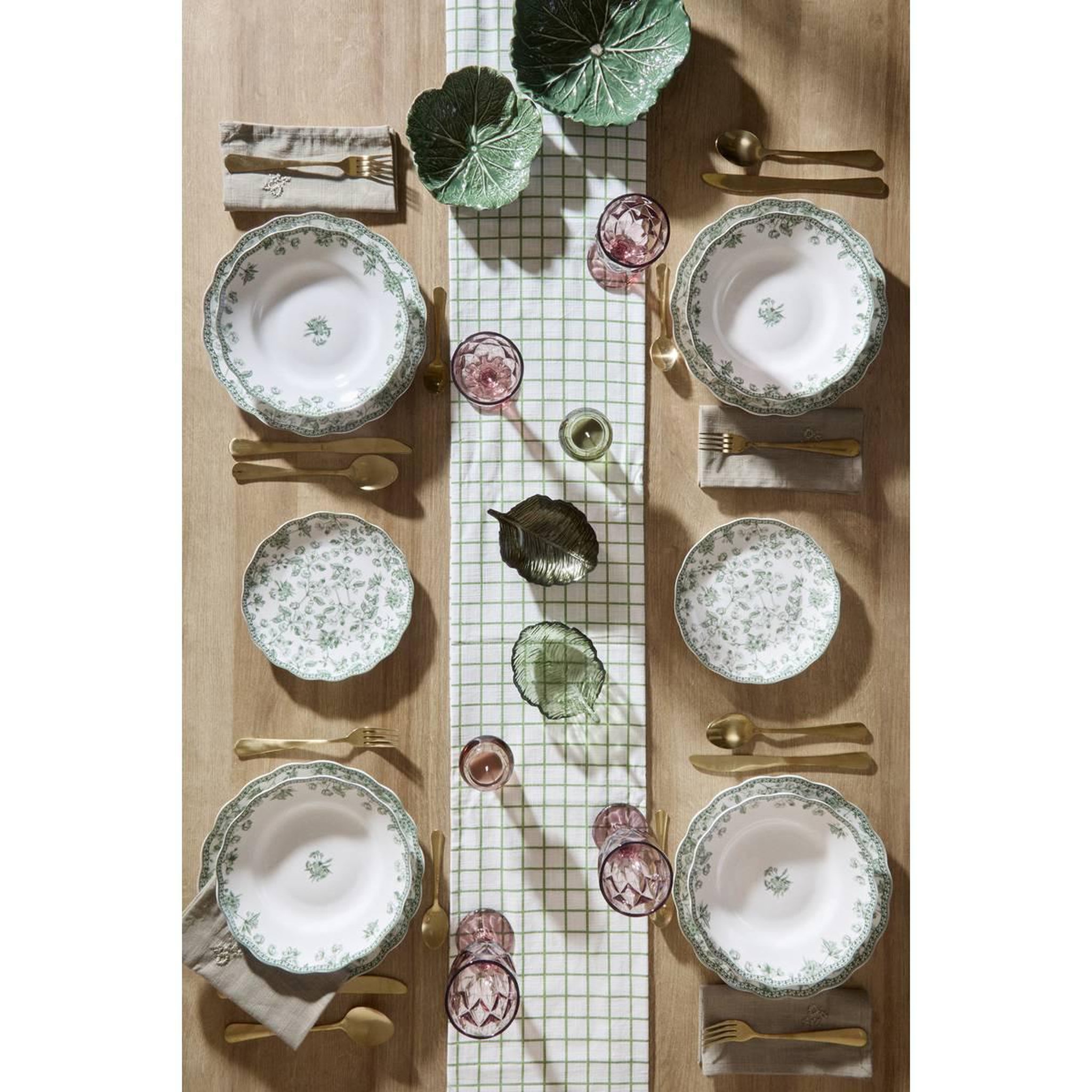 Voir la diapositive 5 : SECRET DE GOURMET Lot de 6 assiettes creuses  lisière  22cm vert