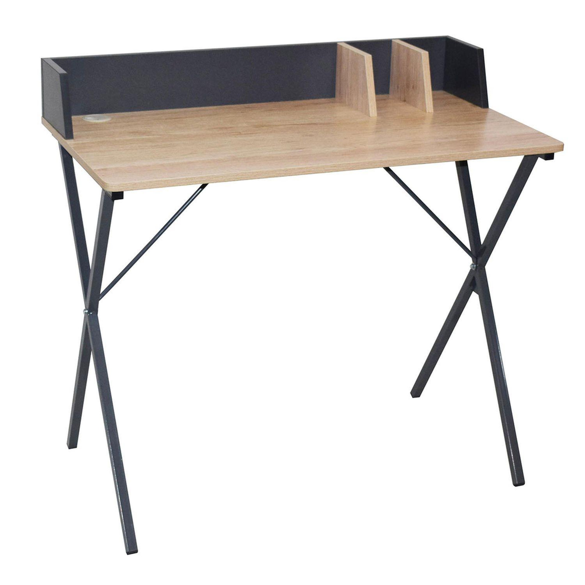 The Home Deco Factory Bureau industriel brice. Coloris disponibles : Gris, Blanc
