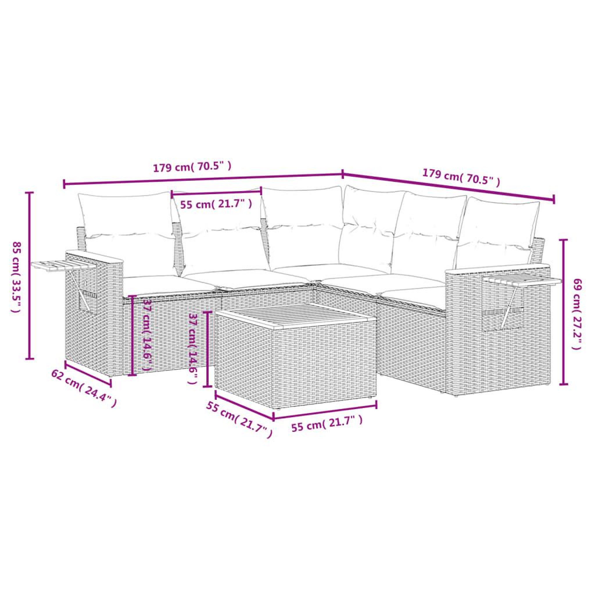 Voir la diapositive 4 : VIDAXL Salon de jardin avec coussins 6 pcs beige resine tressee