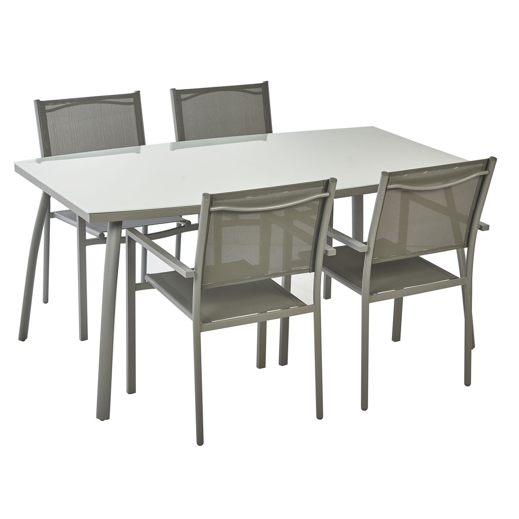 Voir la diapositive 5 : GARDENSTAR Table de jardin rectangulaire - 4/6 places - Acier et verre - Gris