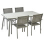 Voir la diapositive 5 : GARDENSTAR Table de jardin rectangulaire - 4/6 places - Acier et verre - Gris