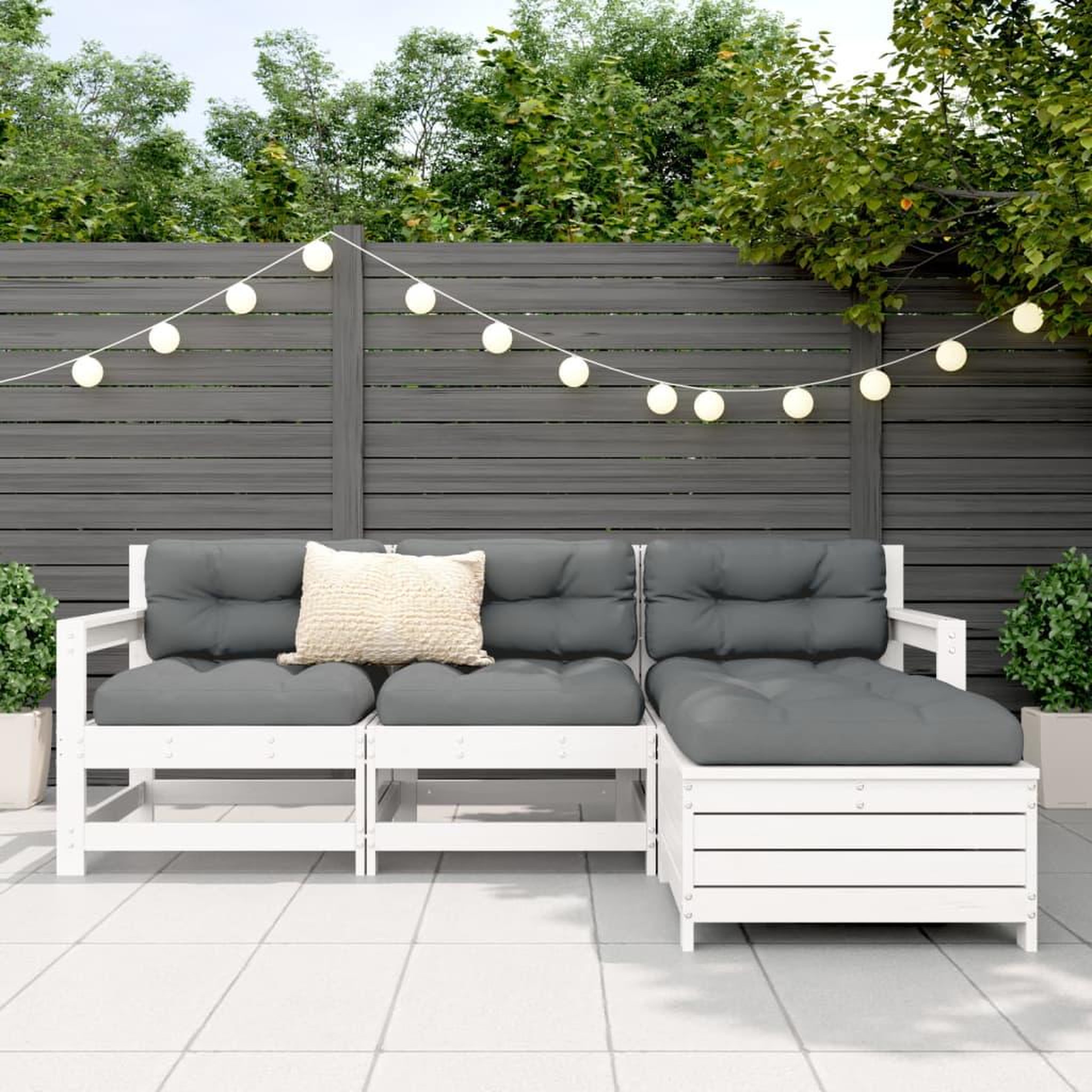 Voir la diapositive 3 : VIDAXL Salon de jardin 4 pcs blanc bois de pin massif