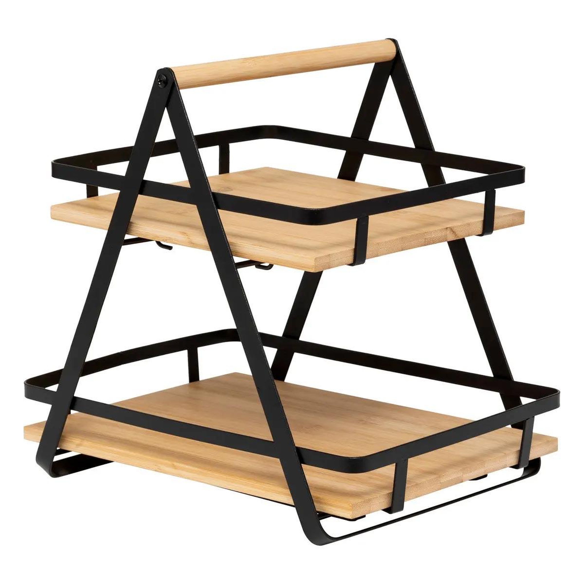 Voir la diapositive 3 : FIVE Étagère de cuisine 2 niveaux en bambou  ordera  30cm naturel & noir