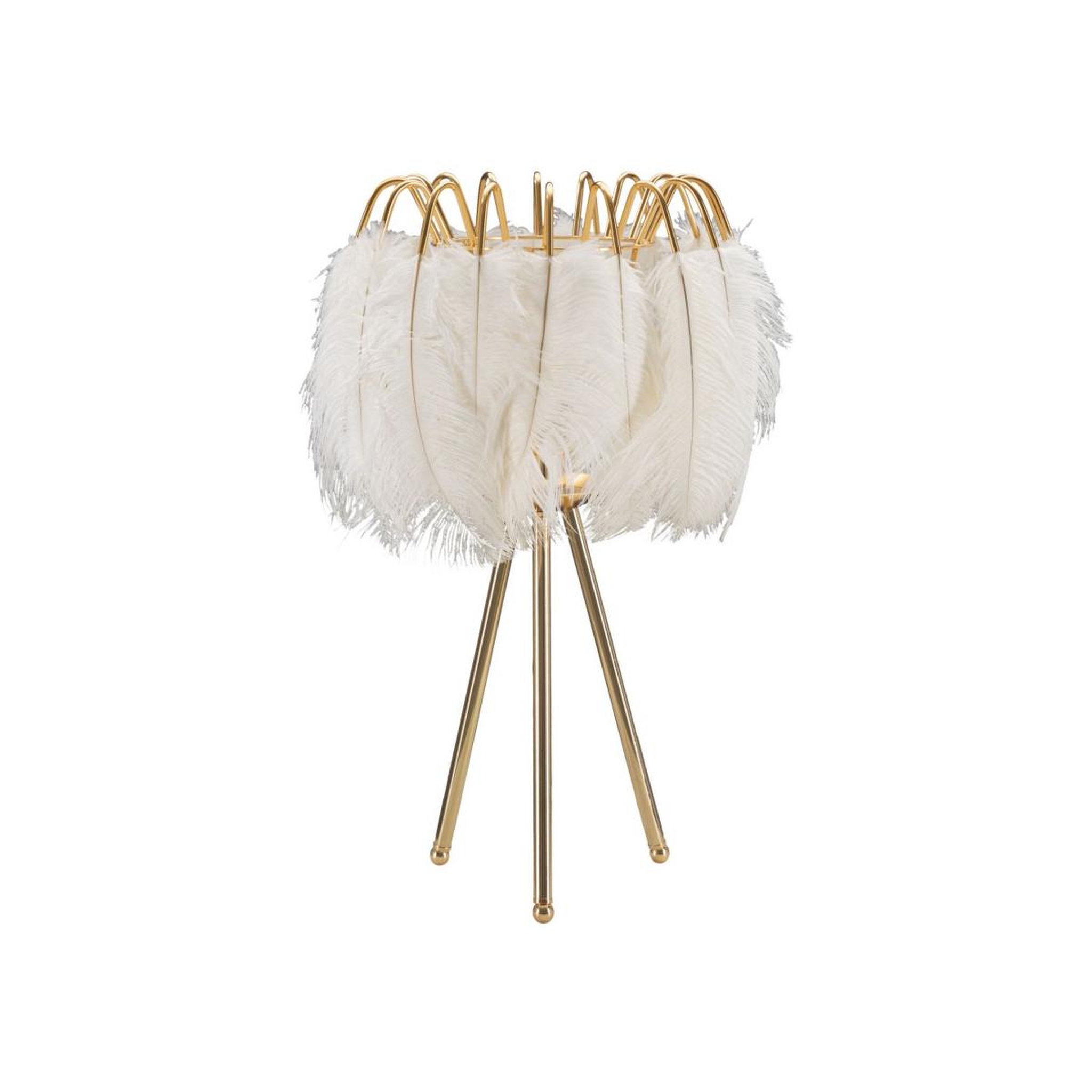 Paris Prix Lampe à poser imitation plume  stand  60cm or & blanc