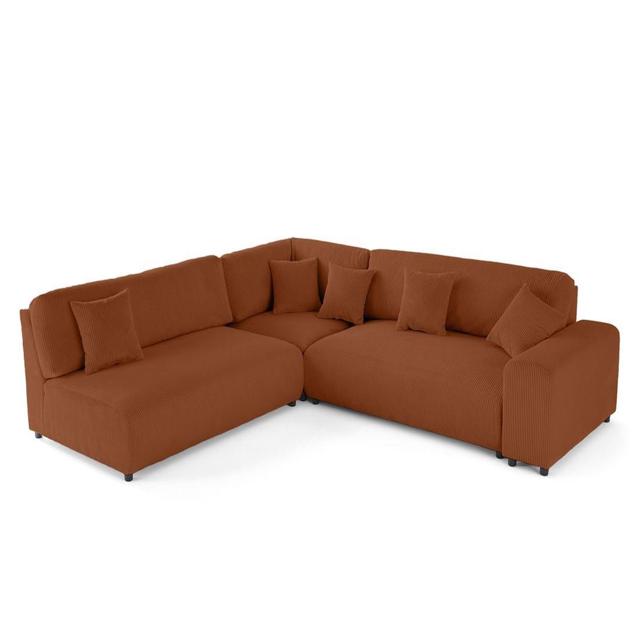 Voir la diapositive 3 : BEST MOBILIER Garance - canapé modulable d'angle gauche - 6 places - en velours côtelé