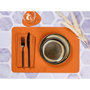 Voir la diapositive 5 : BJORN Set de table rectangulaire réversible - 6 pièces - Cuir recyclé orange et chocolat