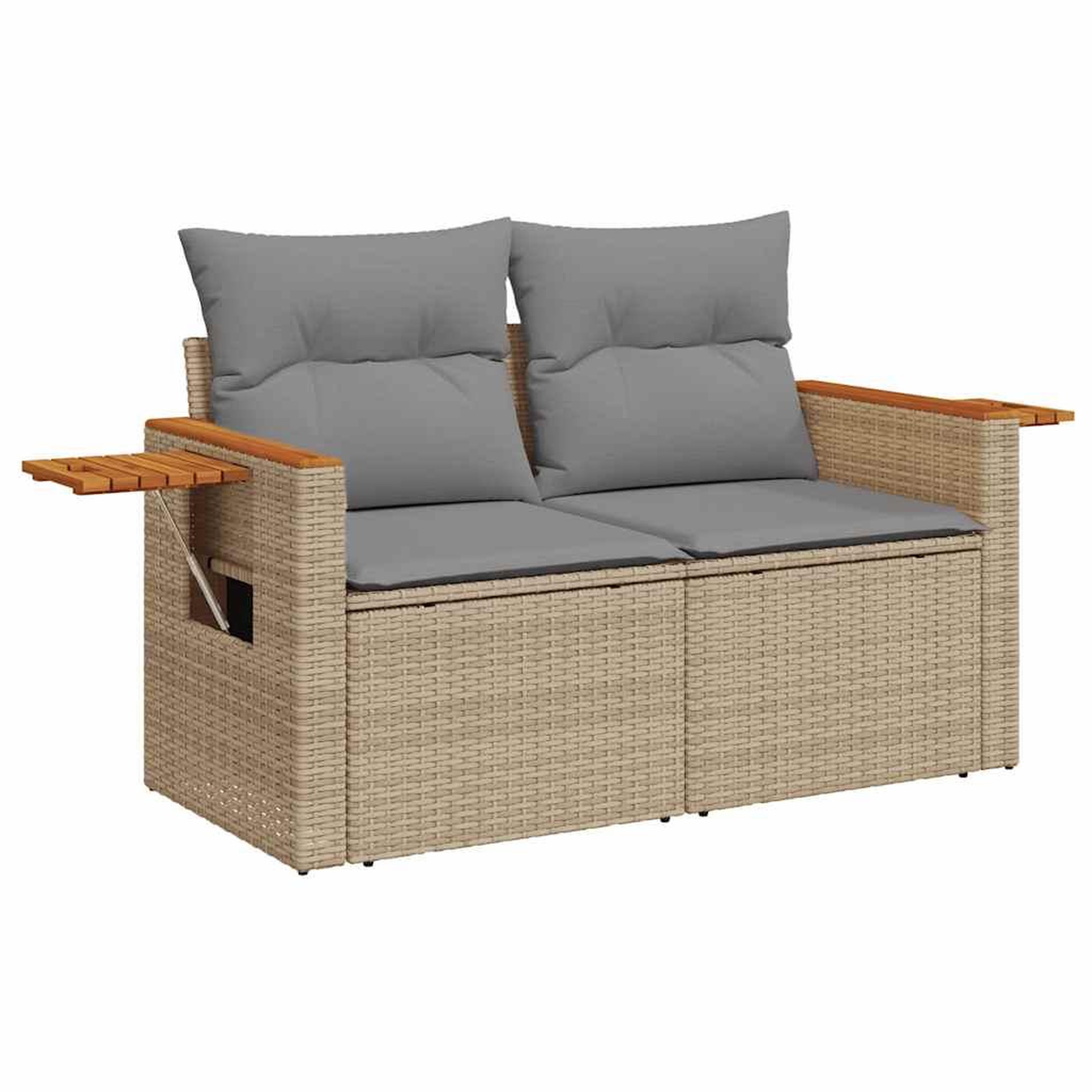 Voir la diapositive 5 : VIDAXL Salon de jardin avec coussins 7 pcs beige resine tressee acacia