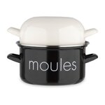 BAUMALU Marmite a moule BAUMALU 20 cm - Décor moules - Couvercle blanc - Noir