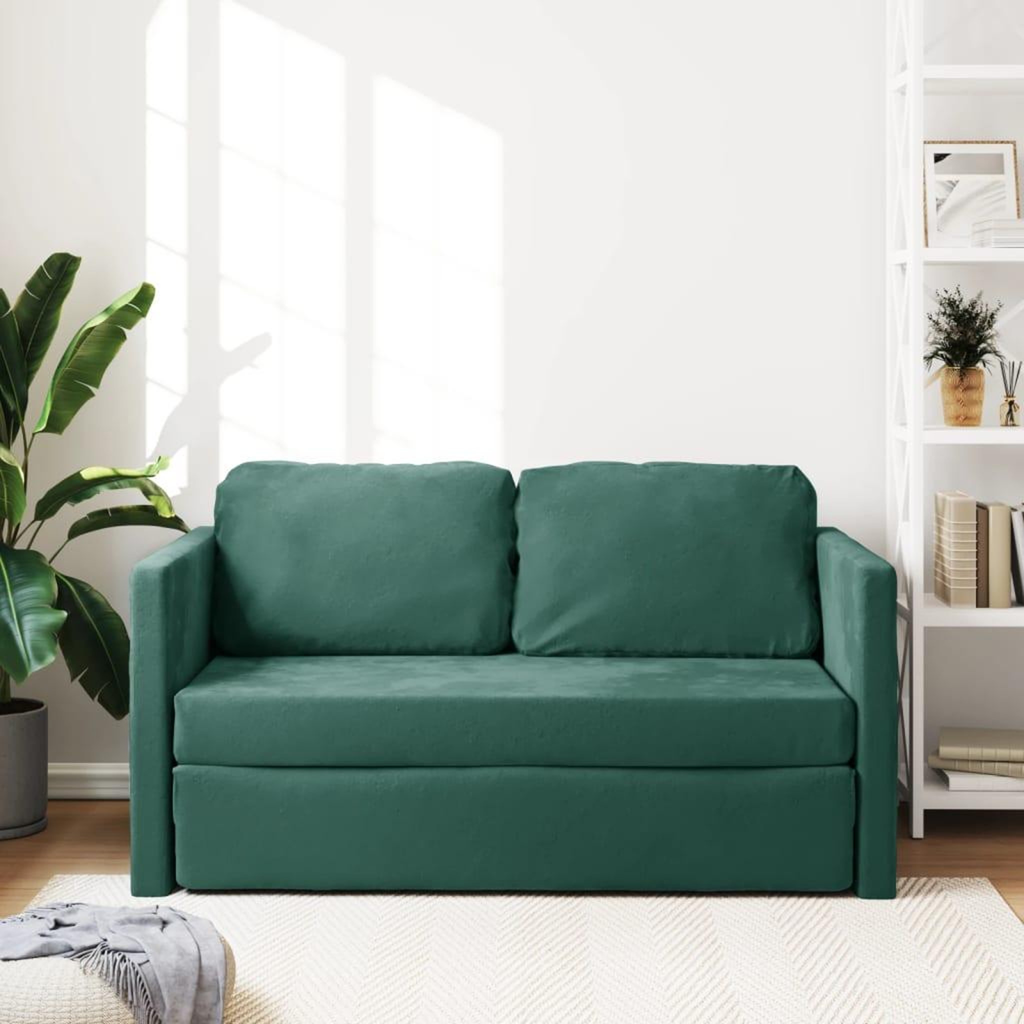 Voir la diapositive 3 : VIDAXL Canape-lit 2 en 1 vert fonce 122x204x55 cm velours