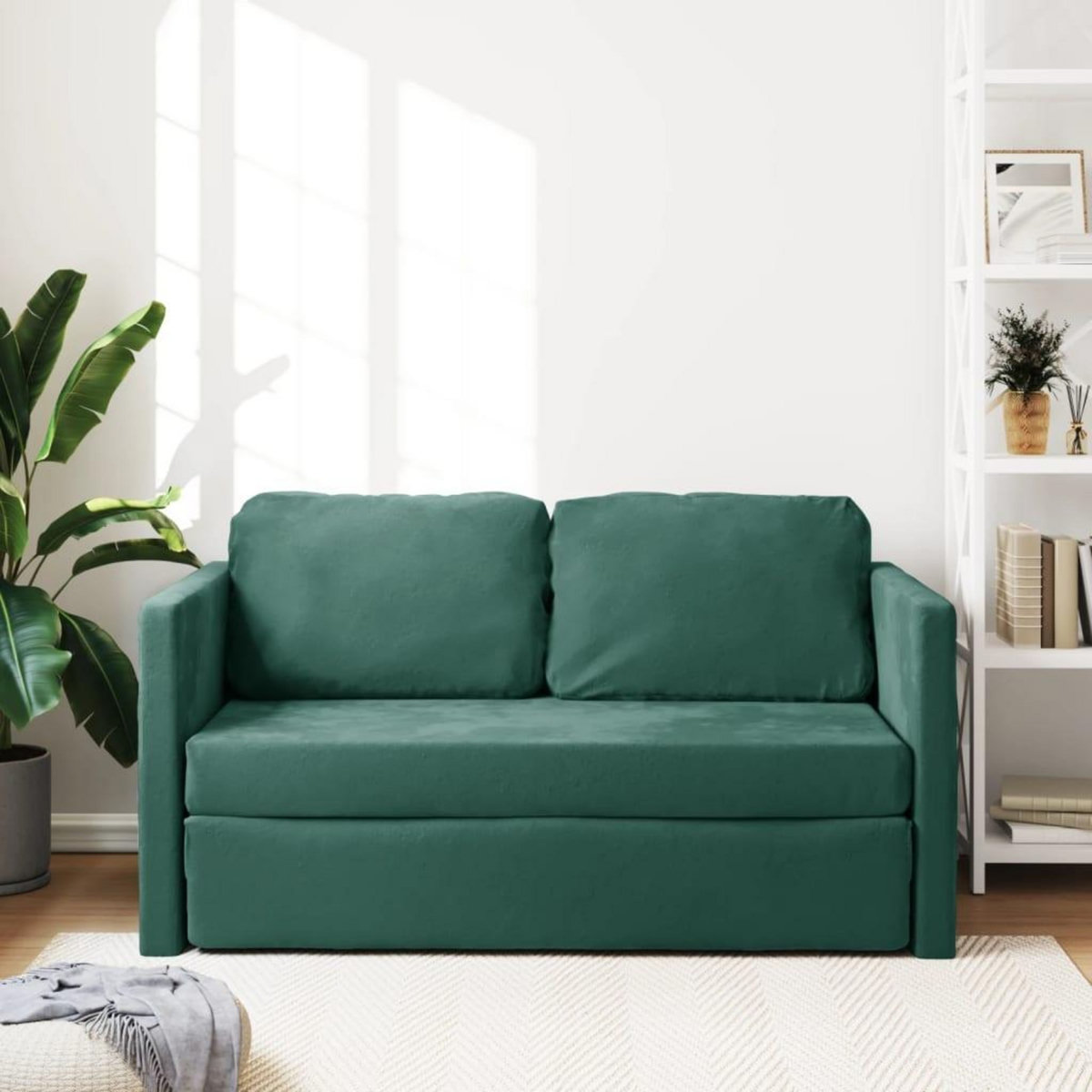 VIDAXL Canape-lit 2 en 1 vert fonce 122x204x55 cm velours