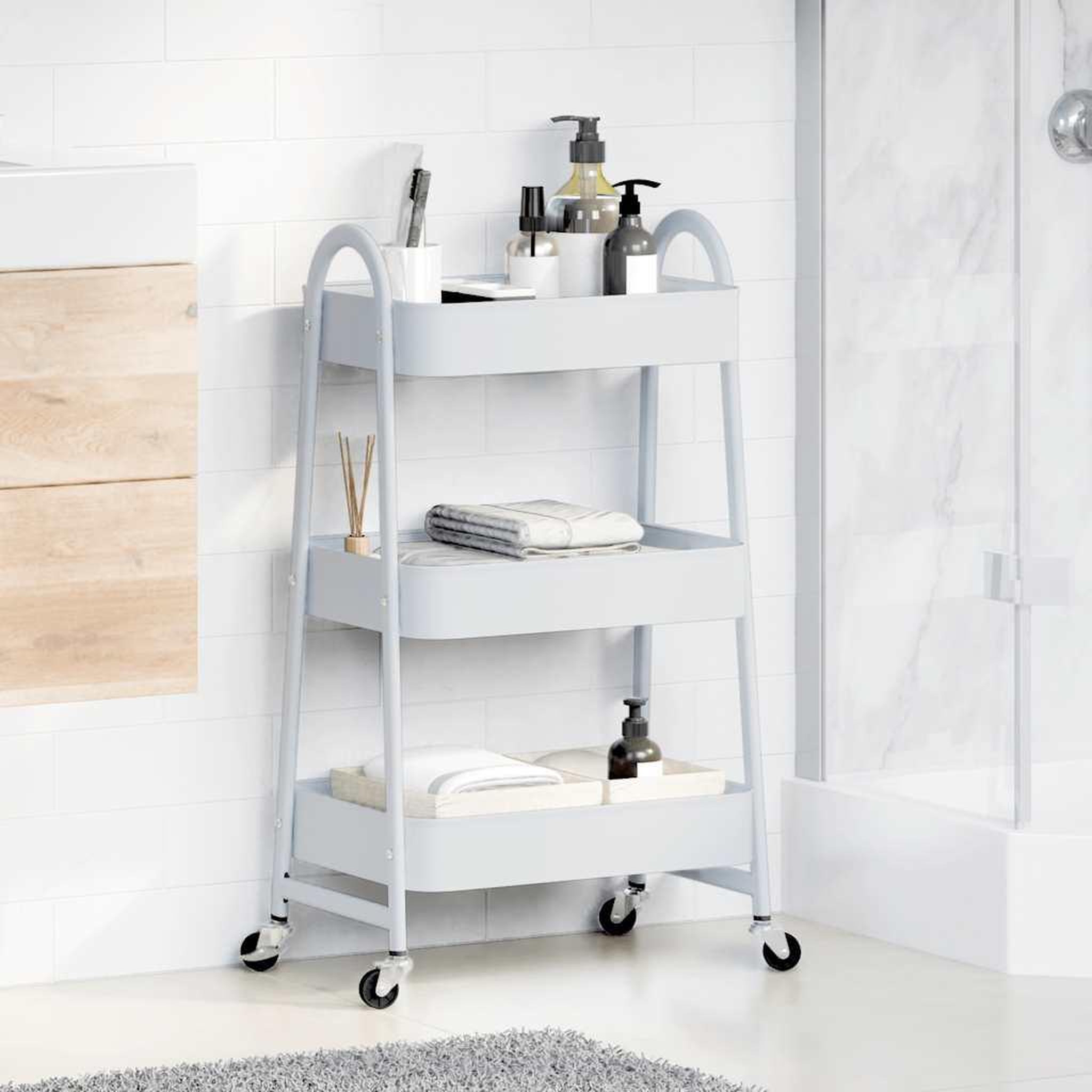 Voir la diapositive 3 : VIDAXL Chariot de rangement a 3 niveaux blanc 42x41,5x77 cm acier