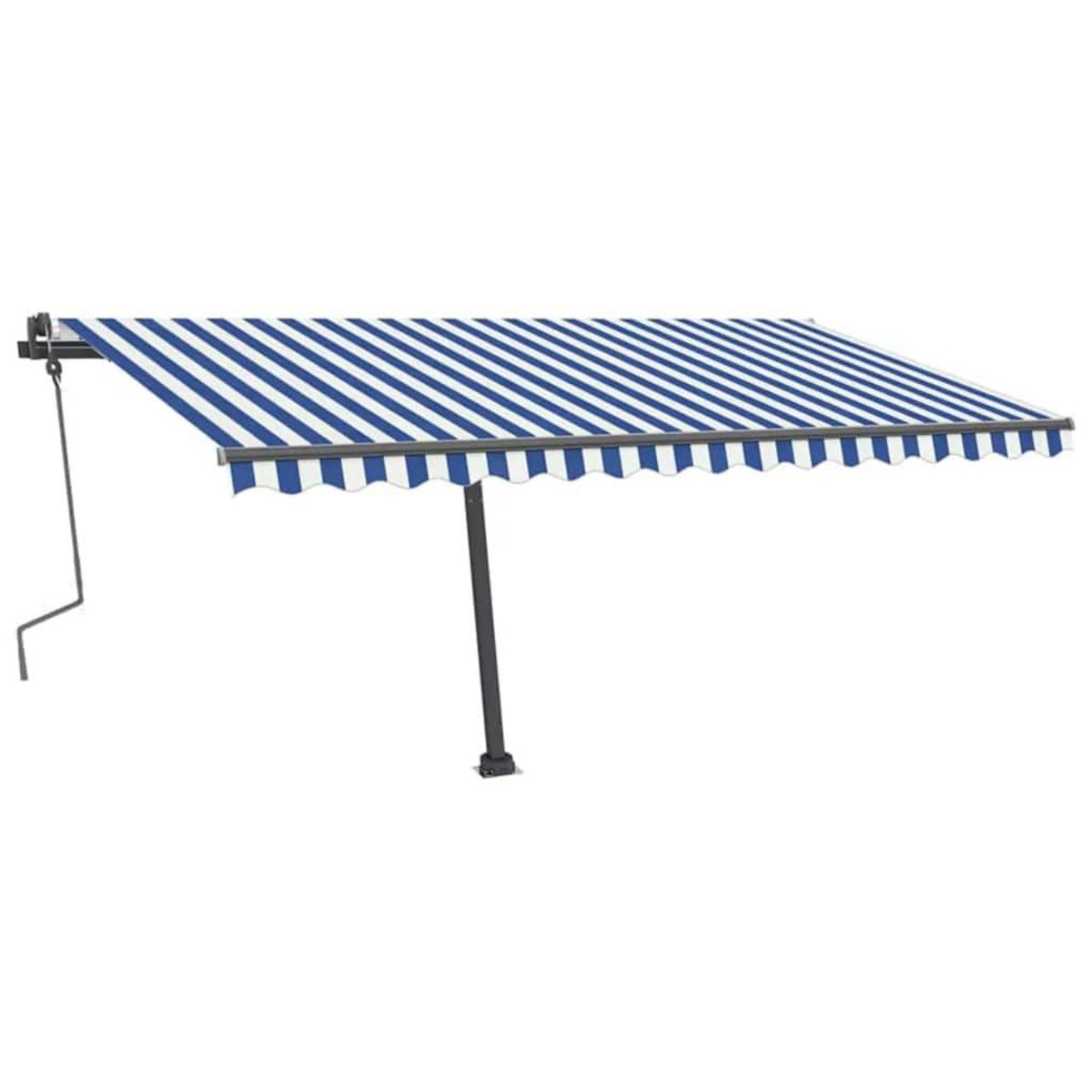 VIDAXL Auvent manuel retractable avec LED 400x300 cm Bleu et blanc