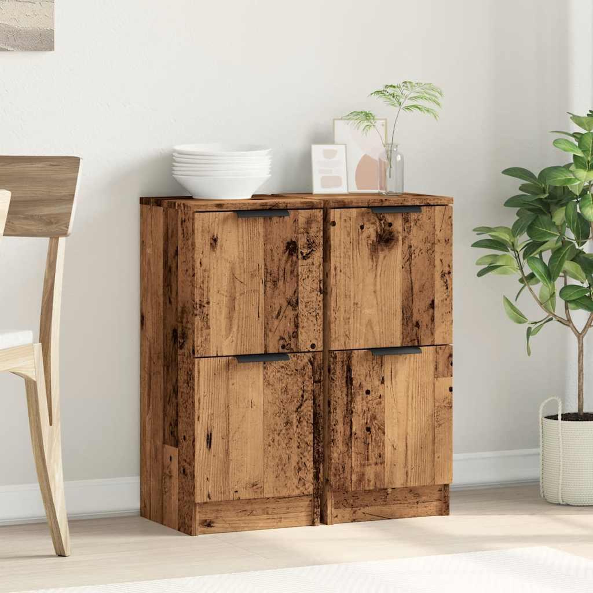 Voir la diapositive 3 : VIDAXL Buffets 2 pcs vieux bois 30x30x70 cm bois d'ingenierie