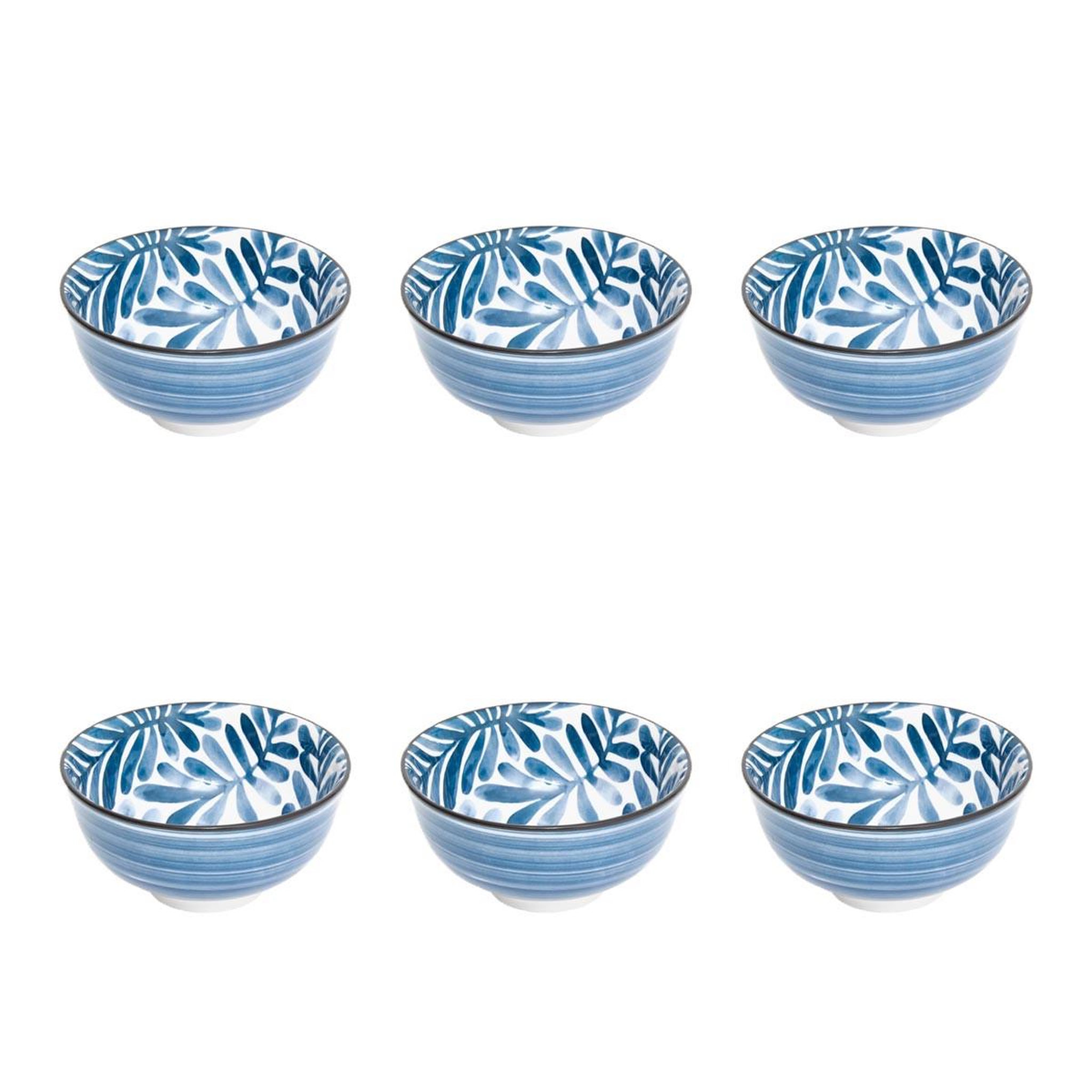 SECRET DE GOURMET Lot de 6 coupelles en porcelaine  umami feuille  11cm bleu